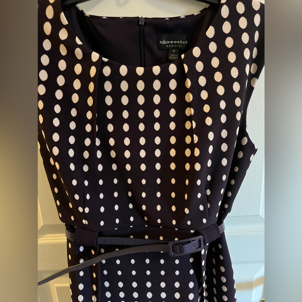 Purple polka dot dress with belt - Connected - Size 12 - Picture 3 of 3